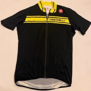 Castelli Cycling Jersey Men's Size M Full Zip 100% Polyester Black/Yellow